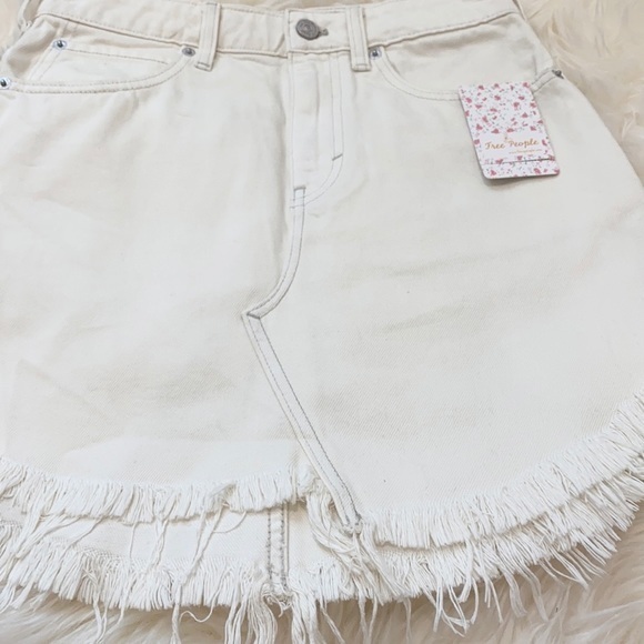 Free People Bailey Denim Skirt in Coconut. - Picture 8 of 13